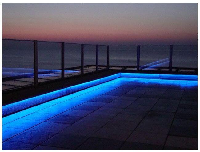 Outdoor lighting project Blue parameter deck lighting
