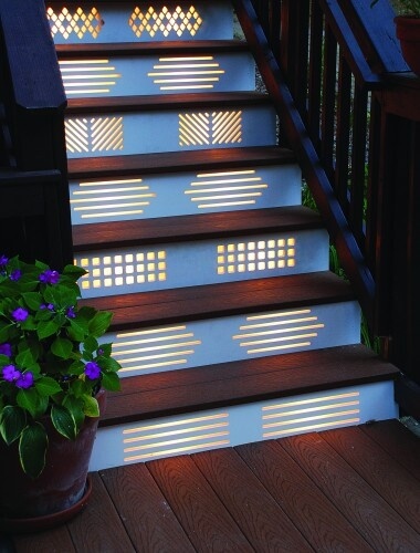 Outdoor lighting project- stairs backlit by rope light