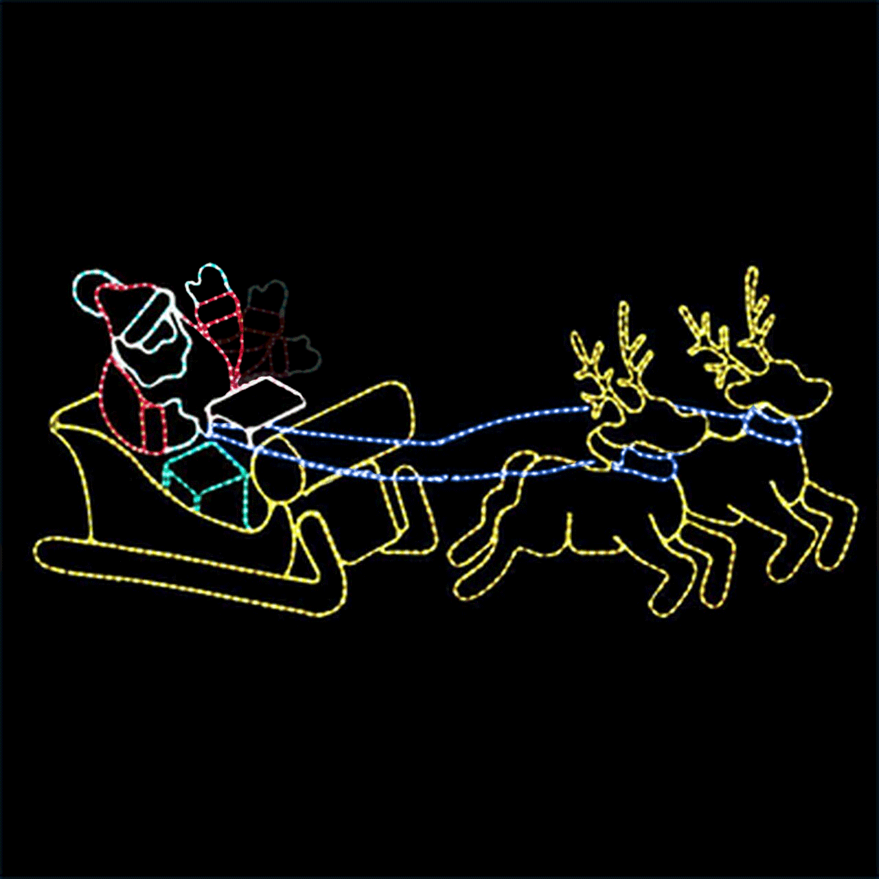 Animated Waving Santa Reindeer & Sleigh Motif