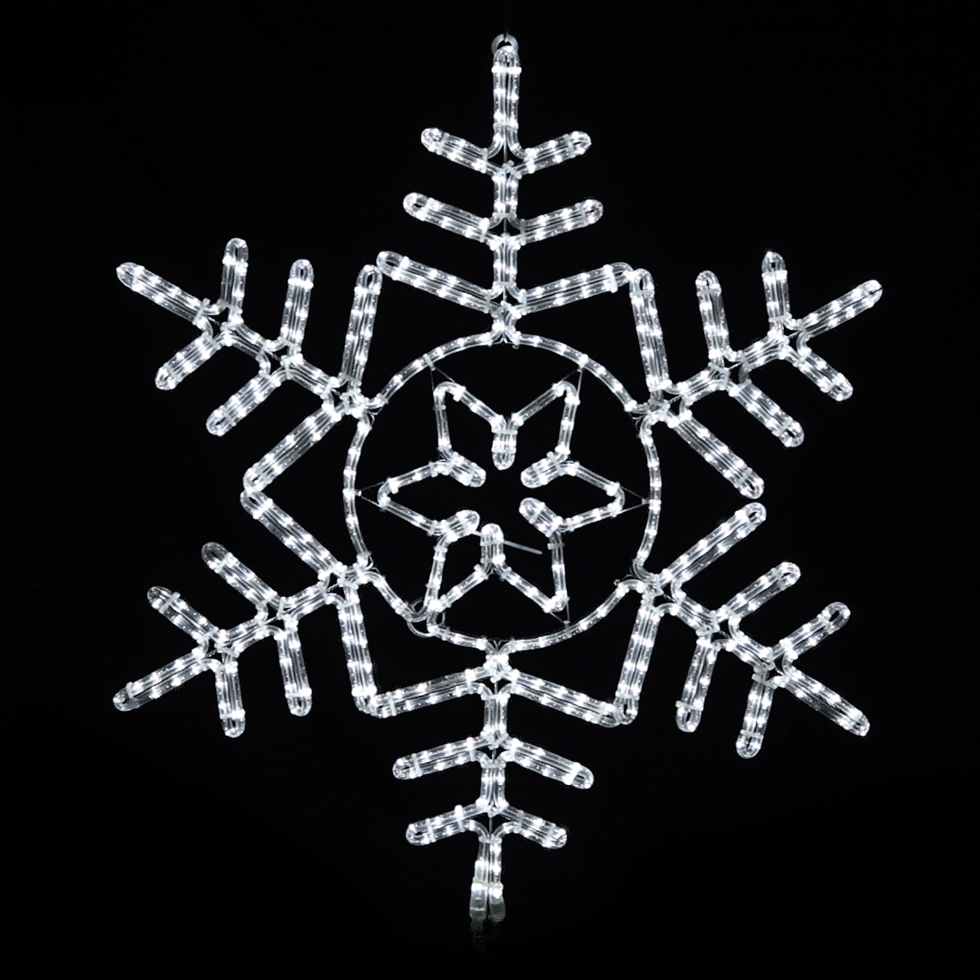 Animated 36 Inch Cool White LED Rope Light Twinkling Snowflake Motif