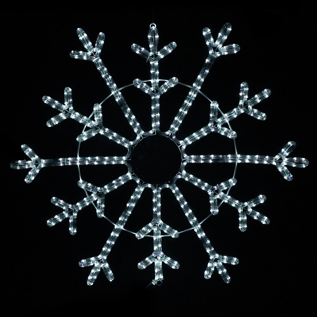 33 Inch Cool White LED Rope Light Twinkling Snowflake Motif