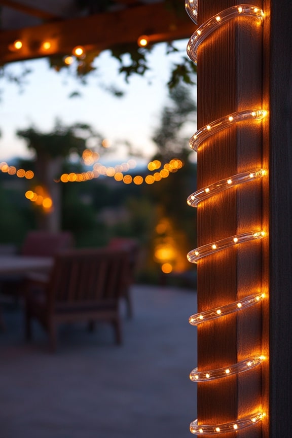 24v LED Rope Lights on Deck Post