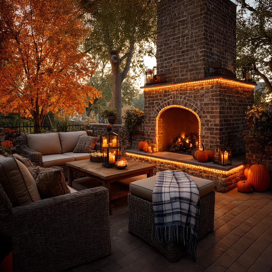 Autumn Orange Rope Lights Outdoors