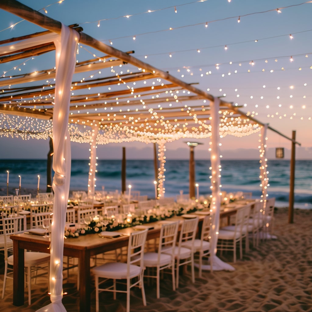 Beach Wedding Featuring LED String Lights