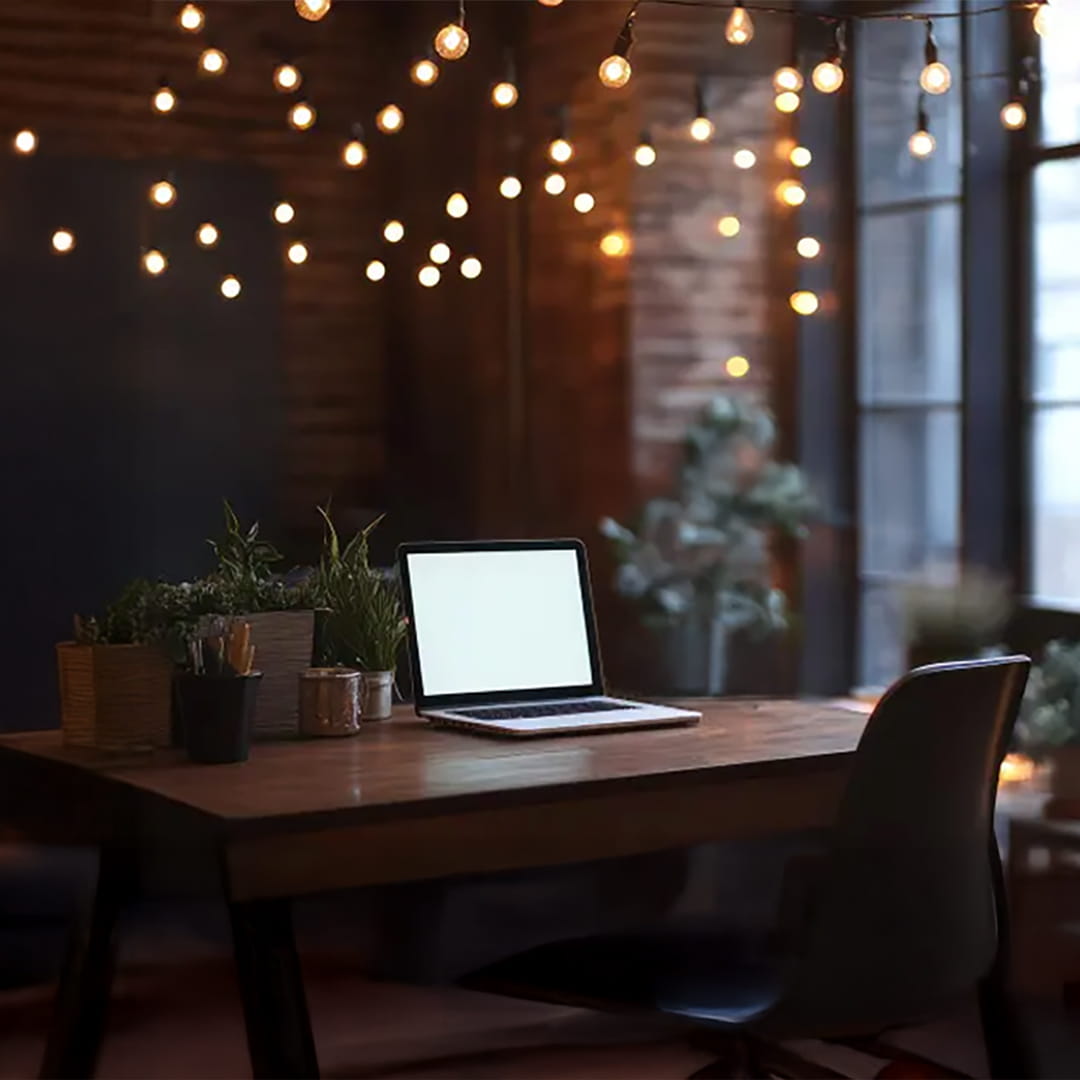 Bistro Lights in Home Office