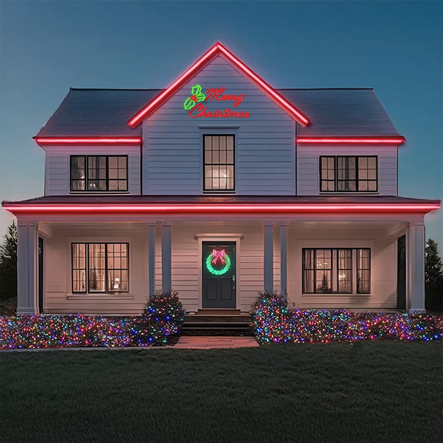 Christmas LED Neon Rope Lights on Exterior