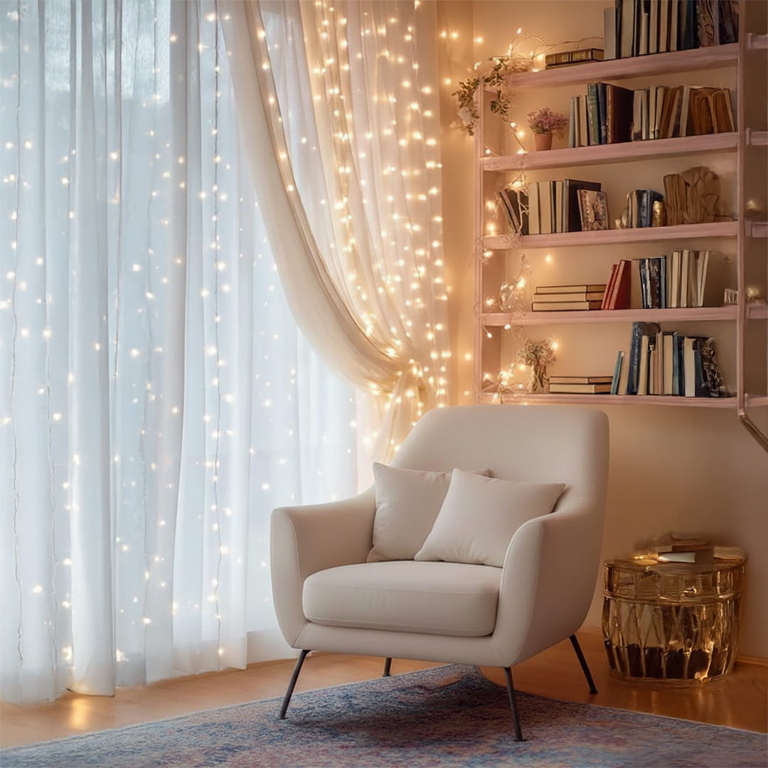 Curtain Lights in Reading Nook