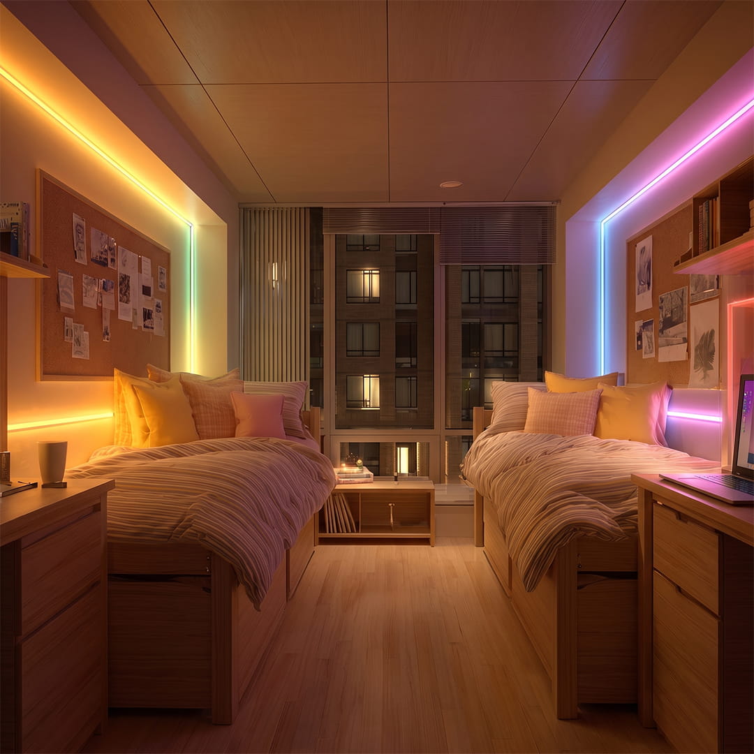 Dream Color Neon Rope Light in Dorm Room