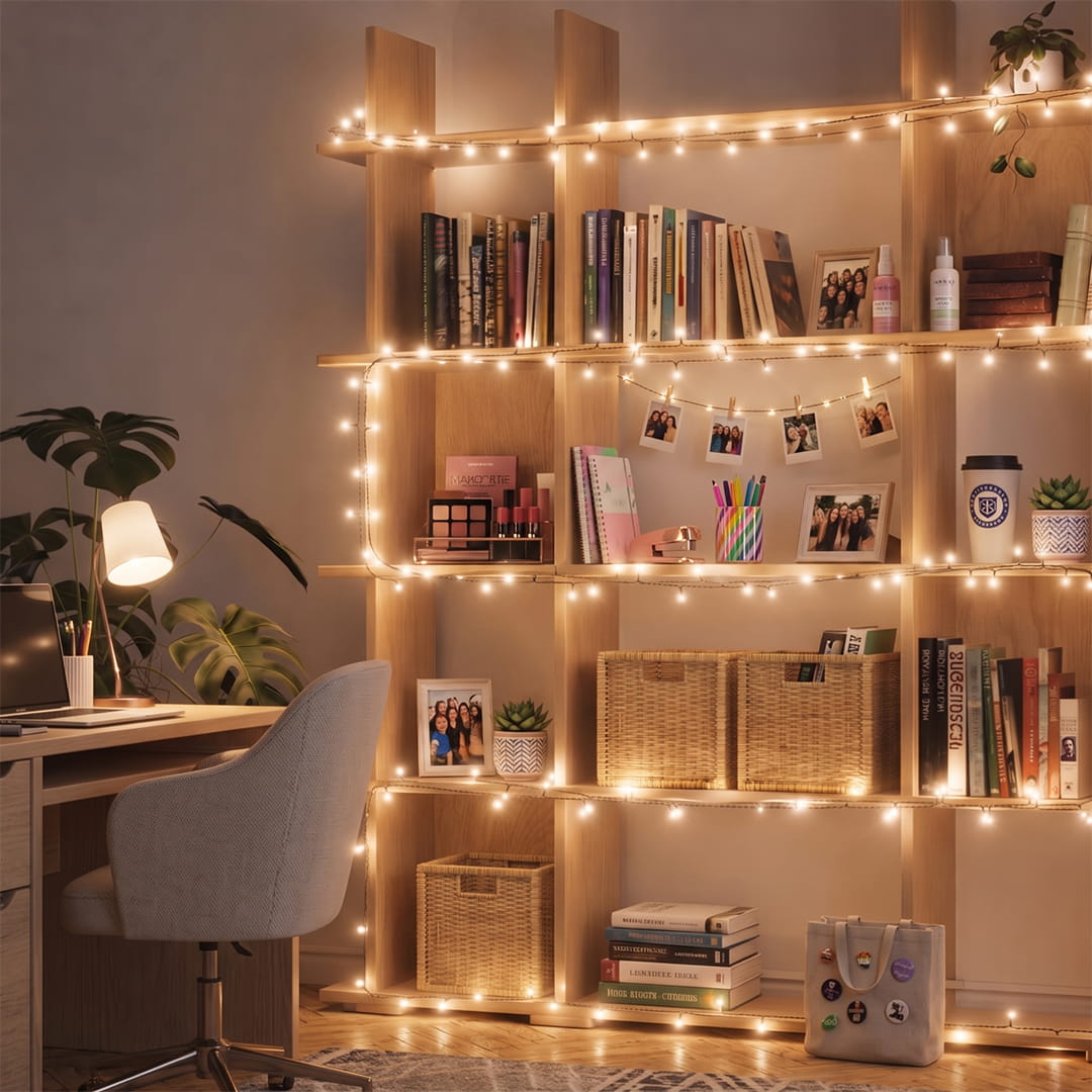 LED String Lights in Dorm Room