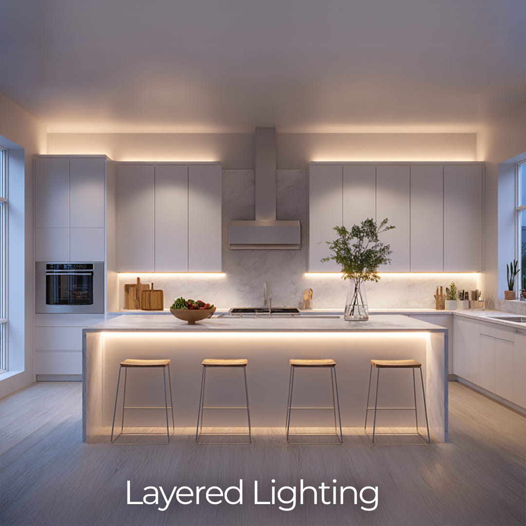 Layered Lighting in Kitchen