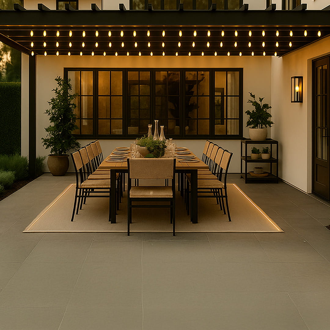 Magnetic C9 Socket Spool on Metal Pergola