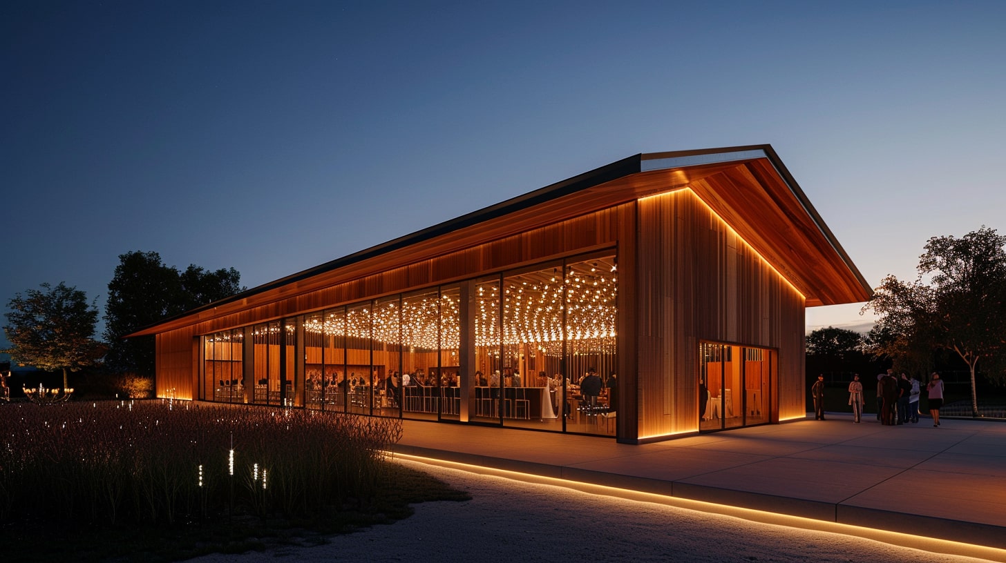 Side Glass Barn with Neon Rope Lights