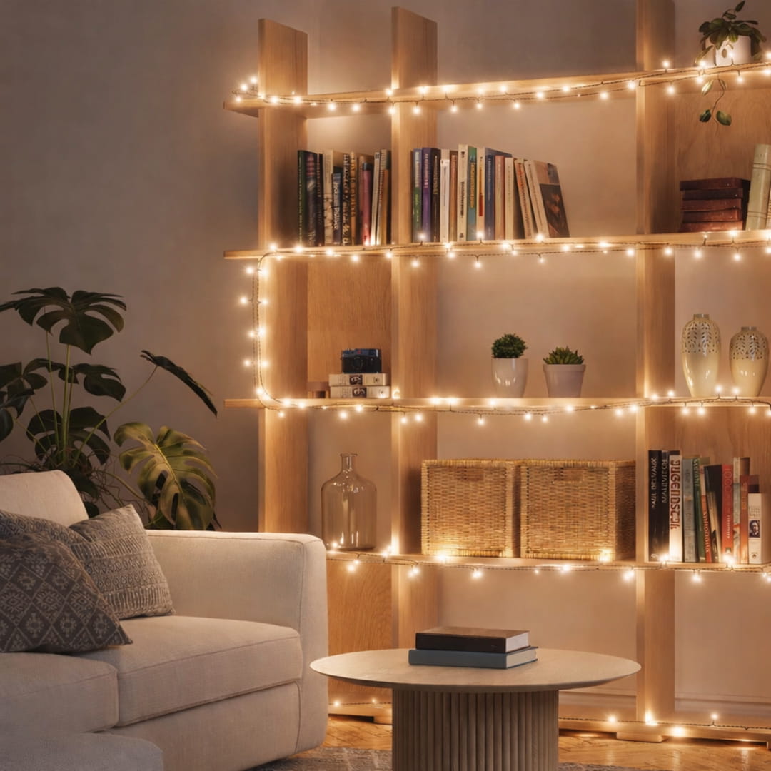 String Lights in Living Room