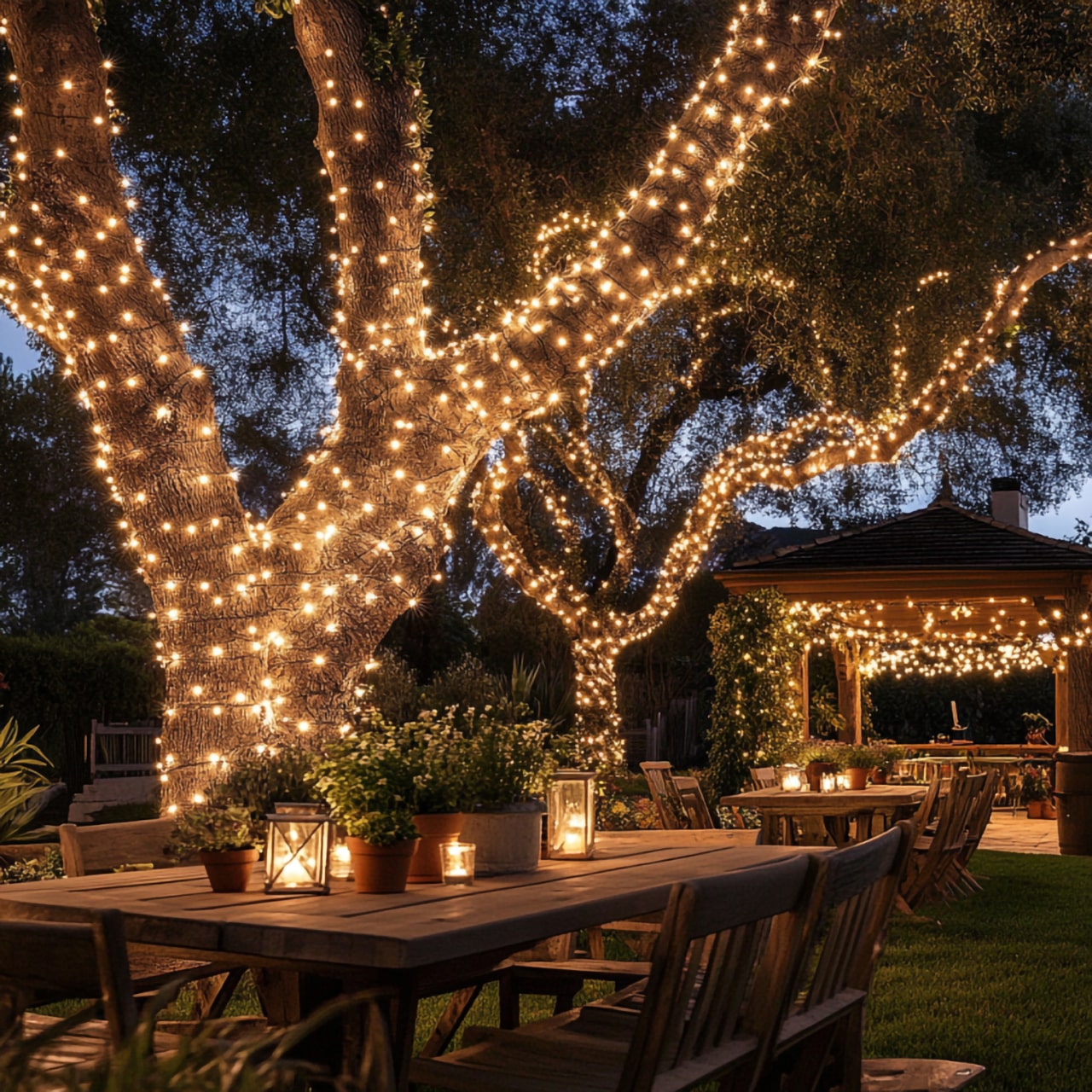 Warm White String Light Tree Trunk Net Lights