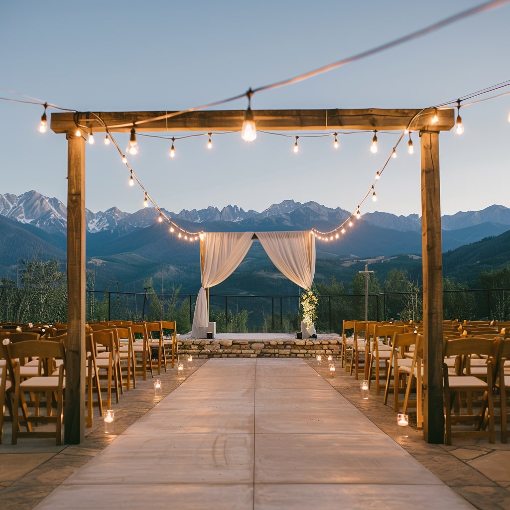 Mountain Wedding Featuring LED String Lights