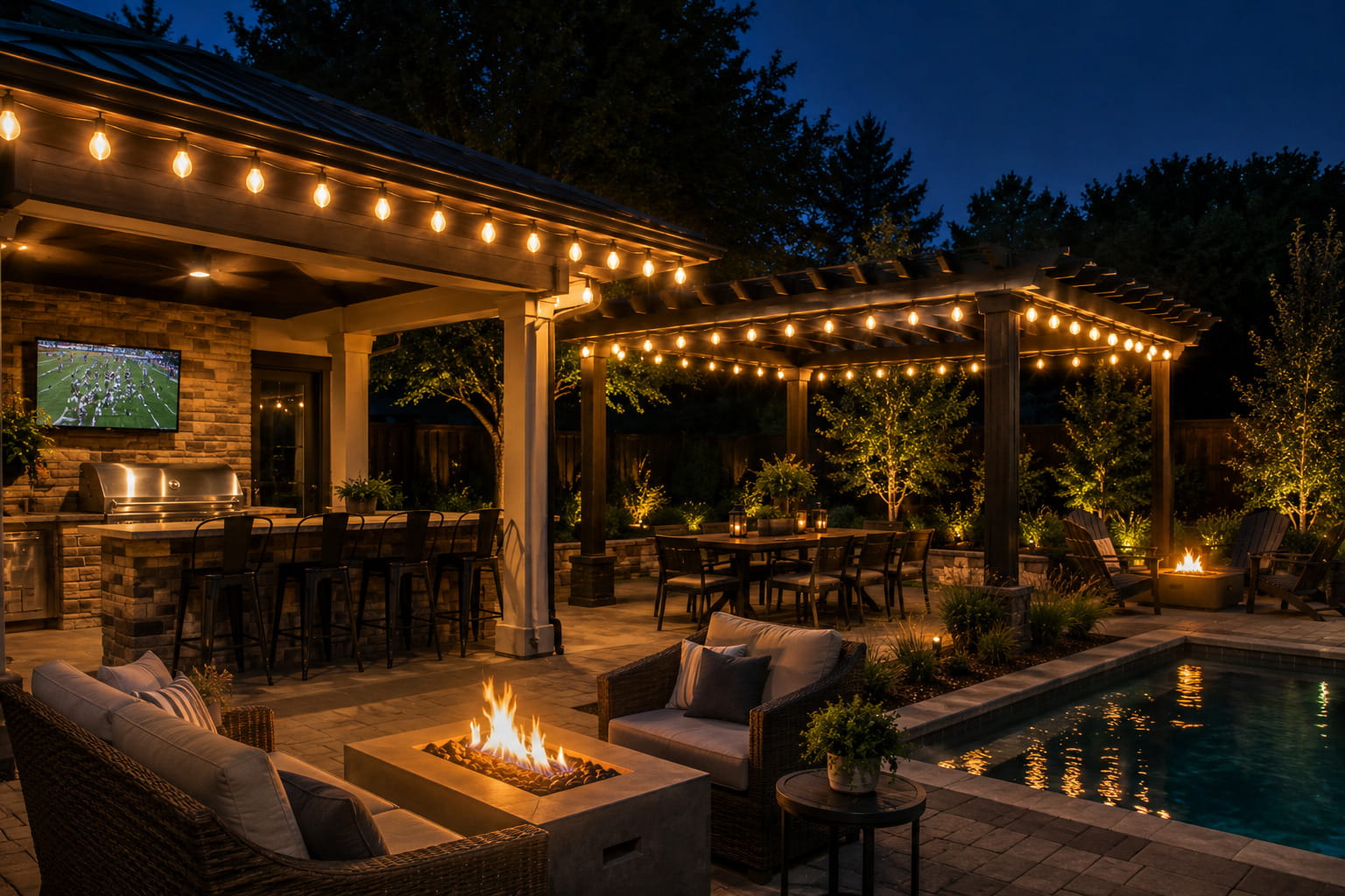 C7 & C9 Magnetic String Lights Highlight Outdoor Patio