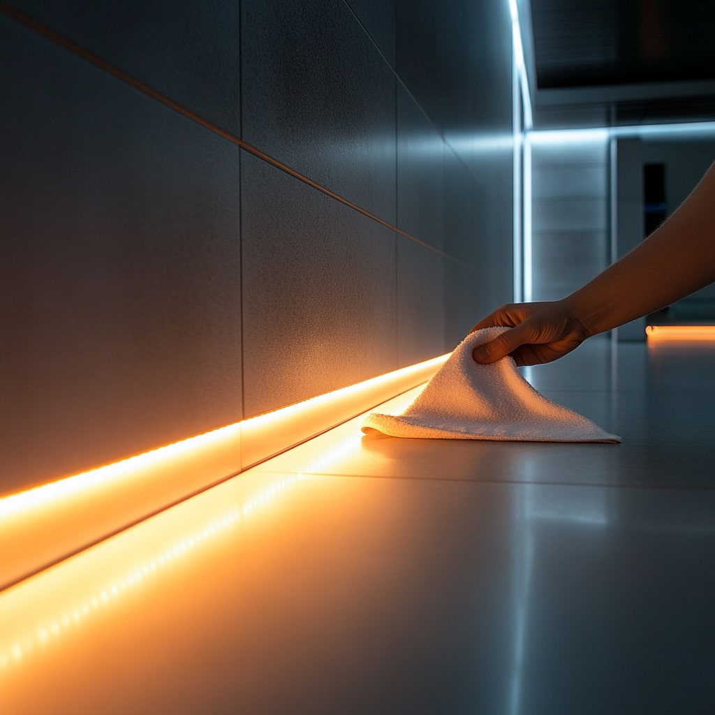 LED rope lights illuminating the cover of a patio, creating a warm and welcoming outdoor atmosphere.