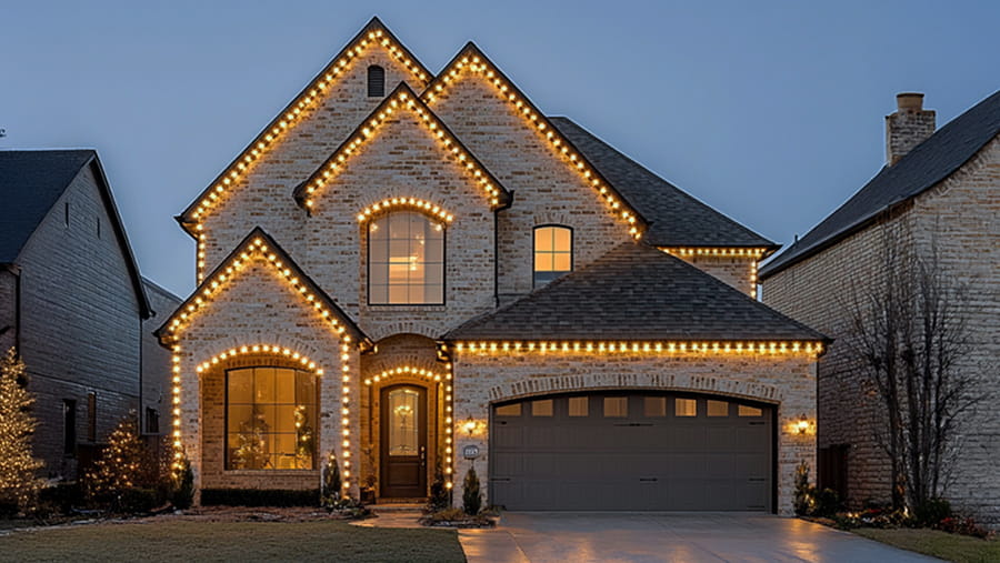 Christmas Lights Highlight Rooflines and Architectural Details